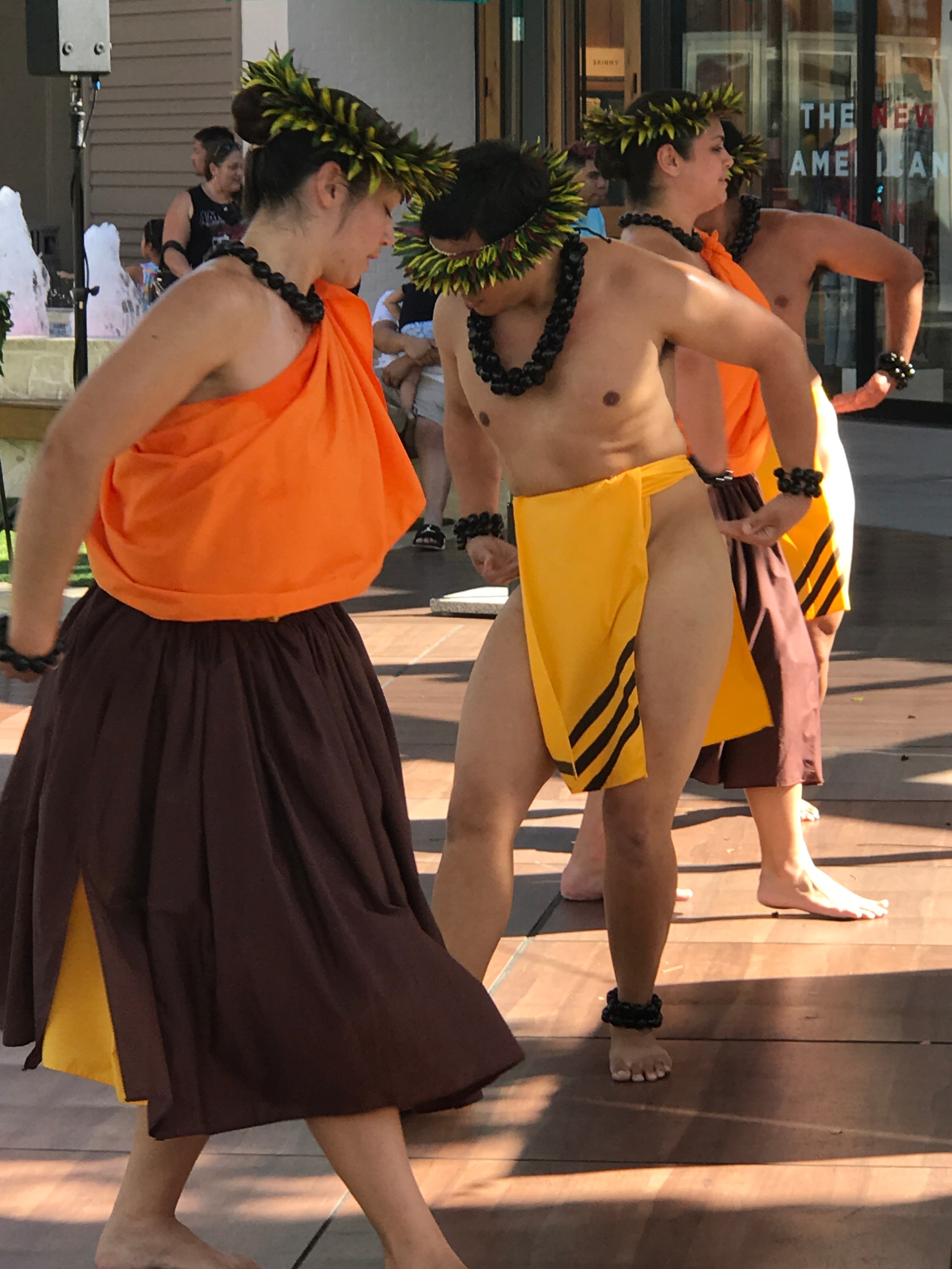 Hawaiian dancers performing at street festival