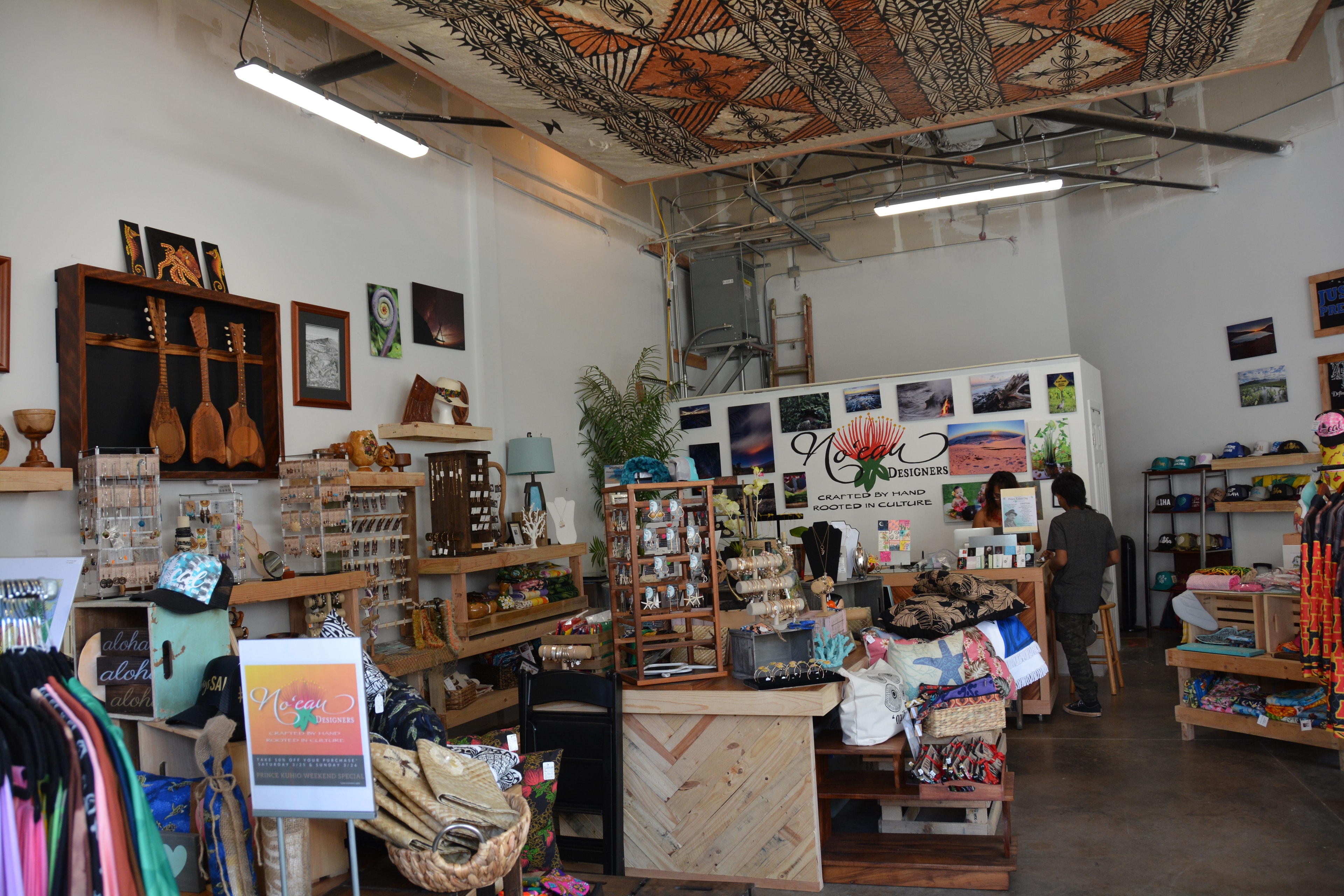 Artisan craft shop with handmade goods display