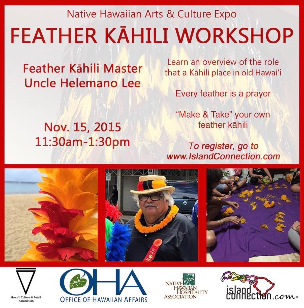 Feather kahili workshop Hawaiian Arts & Culture Expo