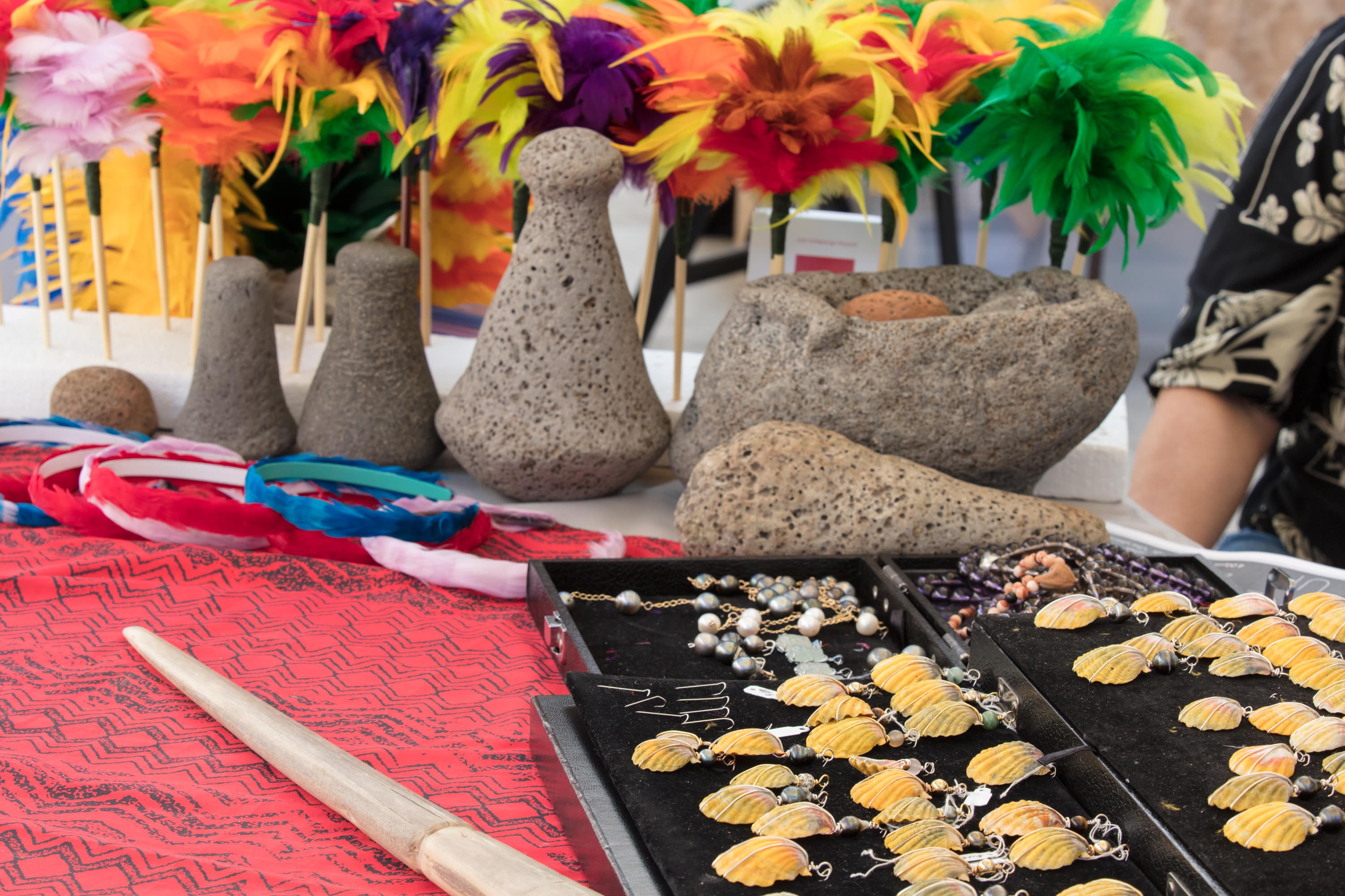 Artisan crafts market colorful flowers display