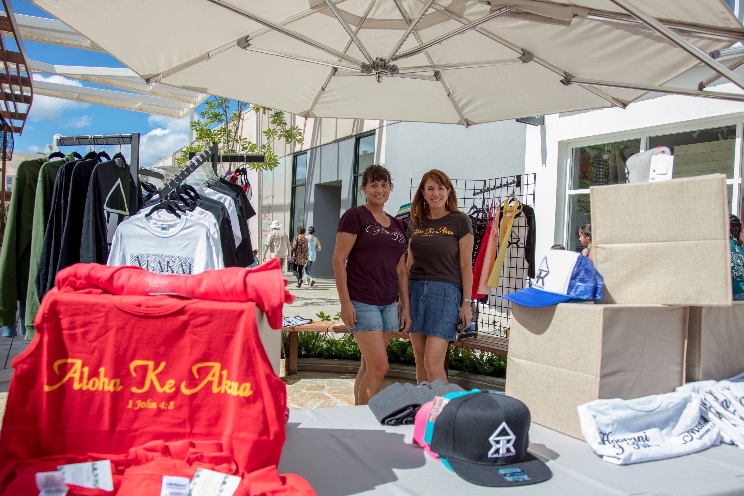 Outdoor clothing market vendor stall