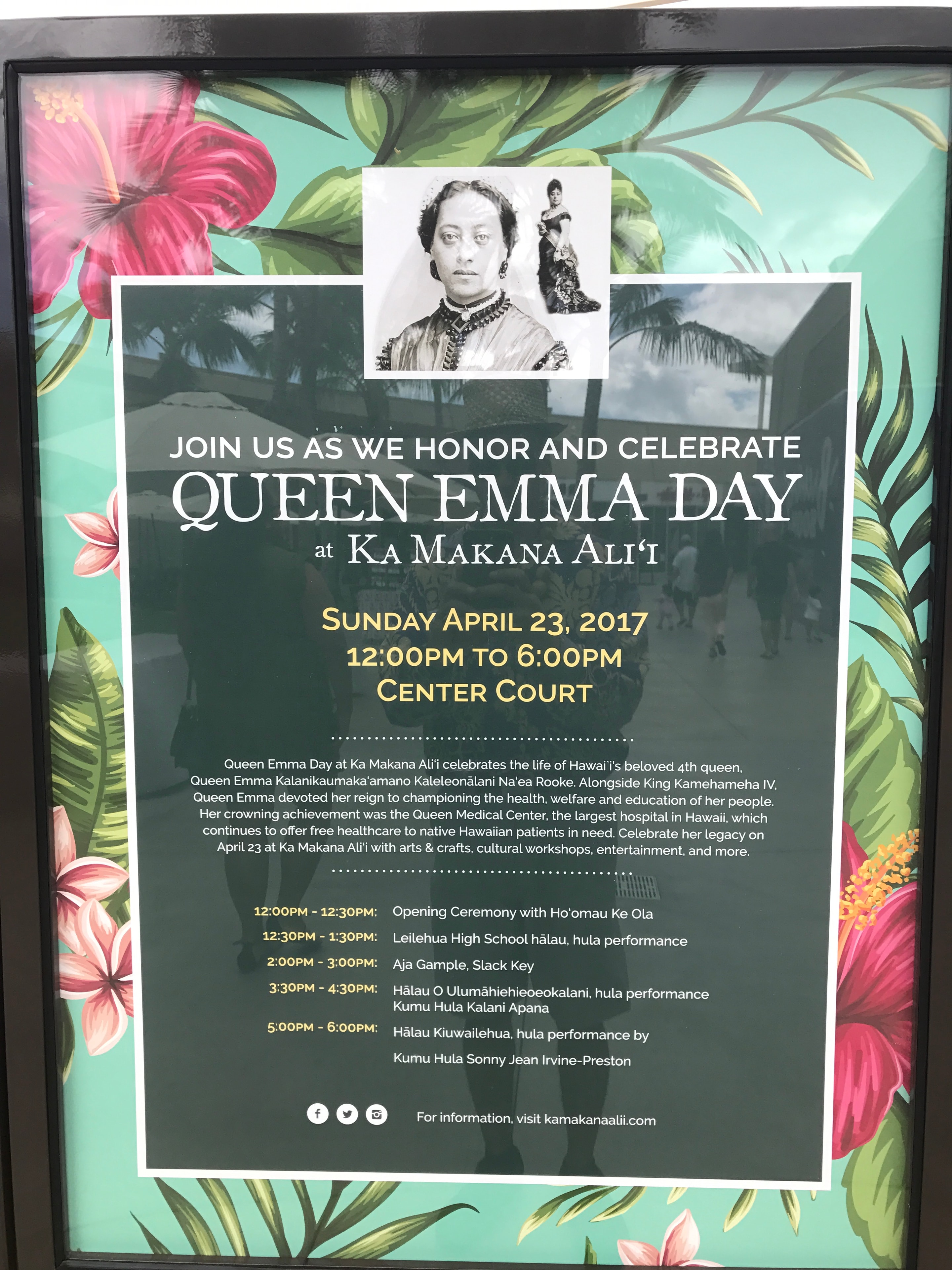 Queen Emma Day celebration poster Hawaii